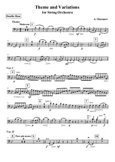 Theme and Variations for String Orchestra: Double bass part by Alexander Glazunov