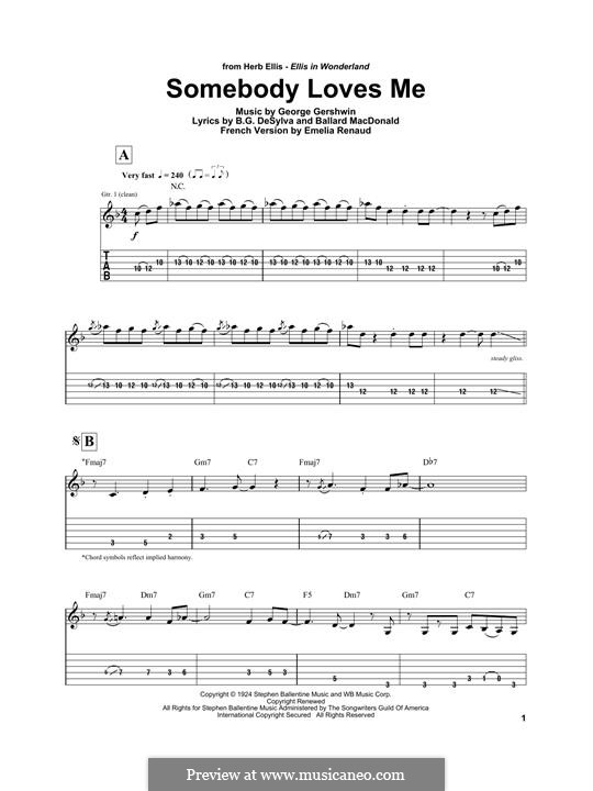 Somebody Loves Me by G. Gershwin - sheet music on MusicaNeo