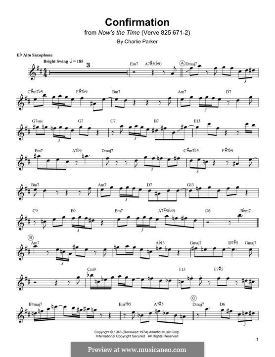 Confirmation: For alto saxophone by Charlie Parker