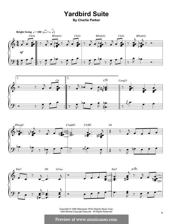 Yardbird Suite: For piano by Charlie Parker