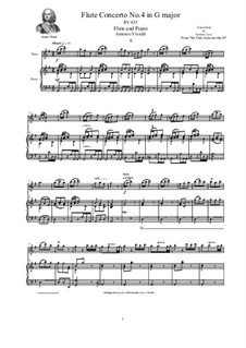 Six Flute Concertos for Flute, Strings and Cembalo, Op.10: Concerto No.4 in G major. Version for flute and piano, RV 435 by Antonio Vivaldi