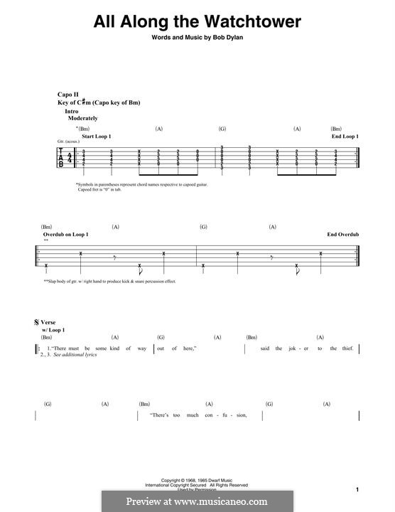 All Along the Watchtower: For guitar with tab (The Jimi Hendrix Experience) by Bob Dylan