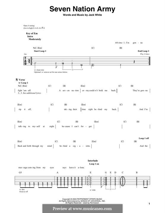 Seven Nation Army Piano Sheet Music