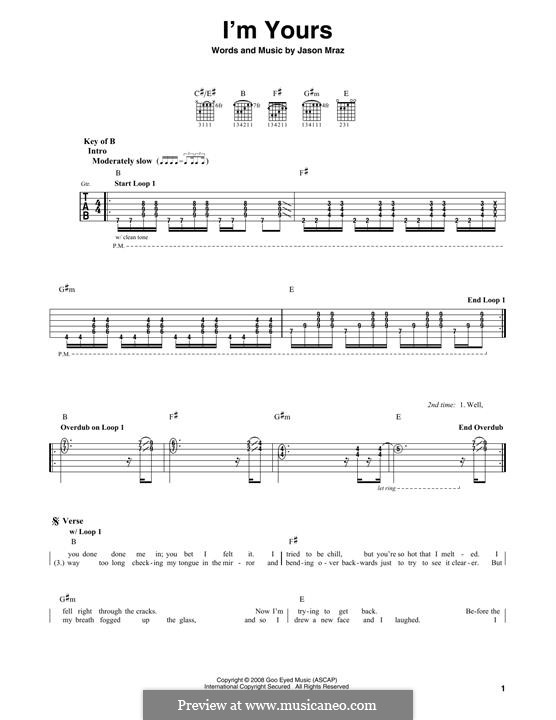 I'm Yours: For guitar with tab by Jason Mraz