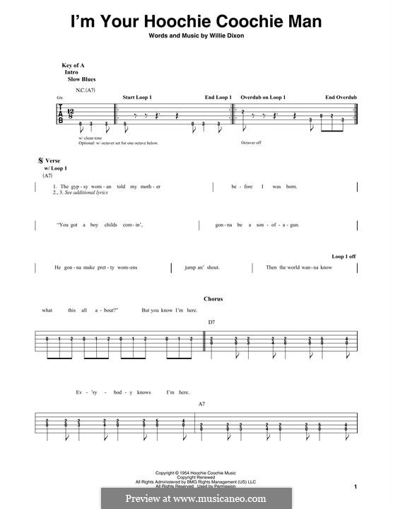 I'm Your Hoochie Coochie Man (Muddy Waters): For guitar with tab by Willie Dixon