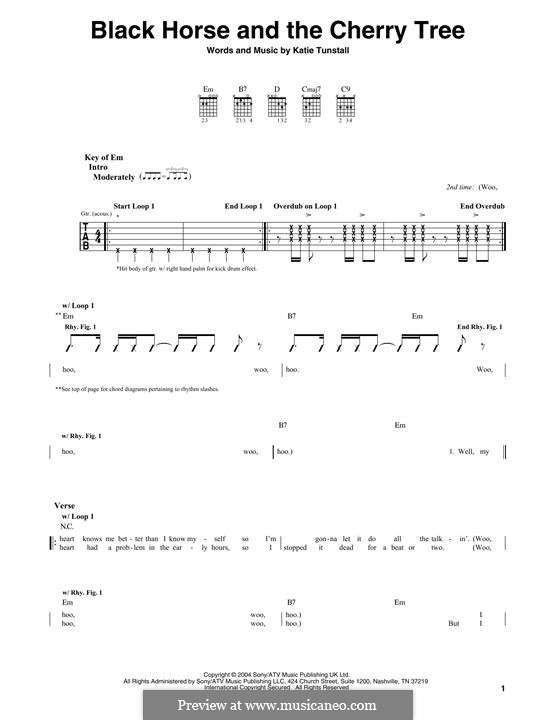 Black Horse and the Cherry Tree by KT Tunstall sheet music on MusicaNeo
