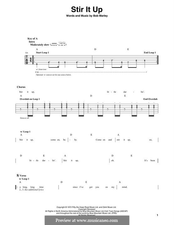 Stir It Up: For guitar with tab by Bob Marley