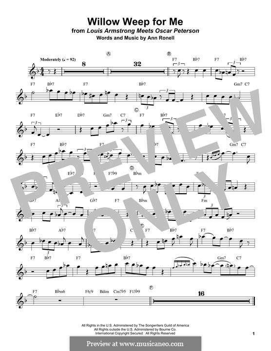 Willow Weep for Me (Chad & Jeremy): For trumpet by Ann Ronell