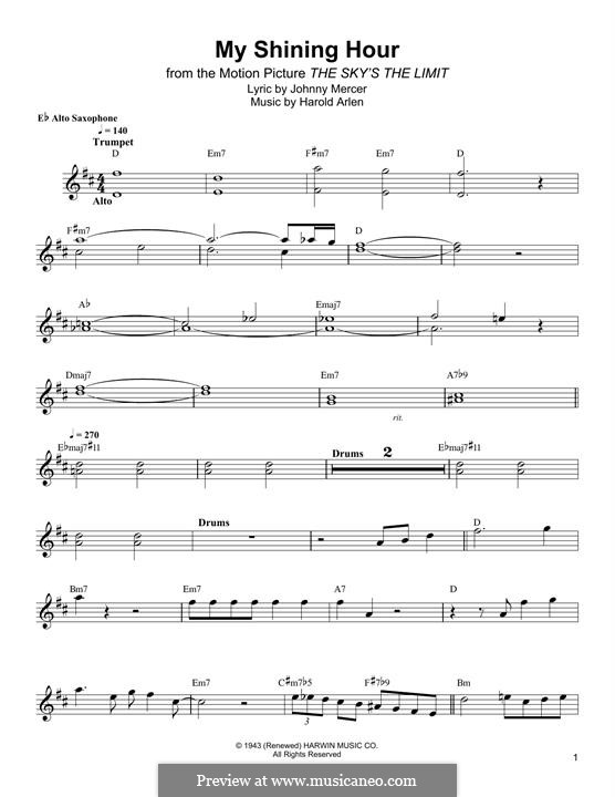 My Shining Hour (Ella Fitzgerald): For alto saxophone by Harold Arlen