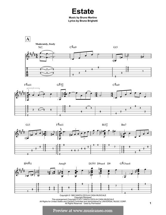 Estate: For guitar with tab by Bruno Martino