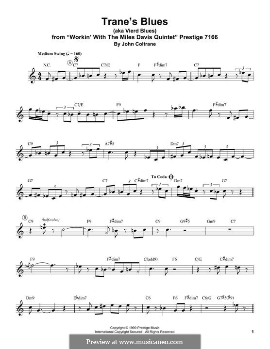 Trane's Blues: For trumpet by John Coltrane