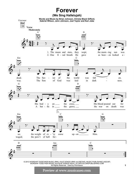 Forever (We Sing Hallelujah): For ukulele by Brian Johnson, Kari Jobe, Christa Black Gifford, Gabriel Wilson, Jenn Johnson, Joel Taylor
