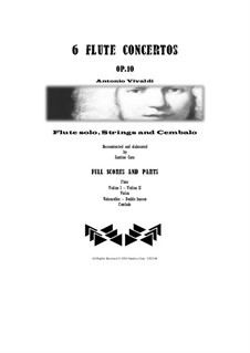 Six Flute Concertos for Flute, Strings and Cembalo, Op.10: Scores and parts by Antonio Vivaldi