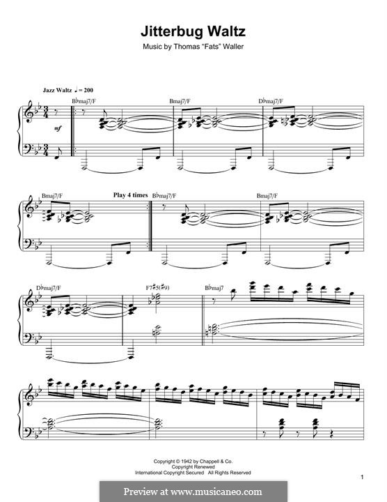 Jitterbug Waltz: For piano (Oscar Peterson) by Fats Waller