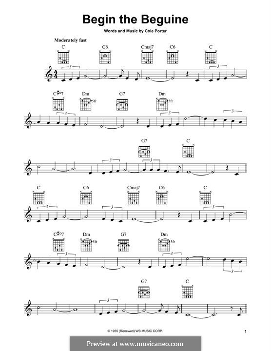 Begin the Beguine: For guitar with tab by Cole Porter
