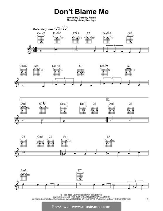 Don't Blame Me: For guitar with tab by Jimmy McHugh