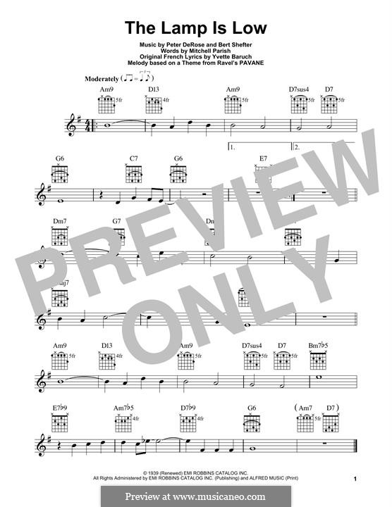 The Lamp Is Low: For guitar with tab by Peter de Rose