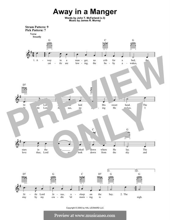 Away in a Manger (Printable Scores): For guitar with tab by James R. Murray