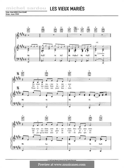 Les Vieux Mariés: For voice and piano by Jacques Revaux