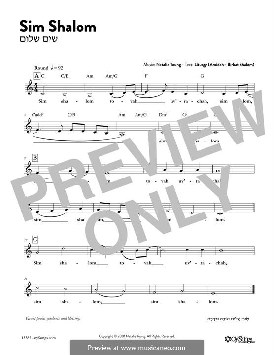 Sim Shalom Round by N. Young - sheet music on MusicaNeo
