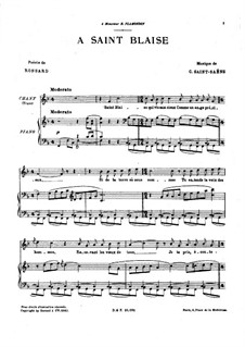 Five Poems of Ronsard: No.3 A Saint-Blaise by Camille Saint-Saëns