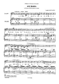 Ave Maria for Voice and Organ: Full score by Camille Saint-Saëns