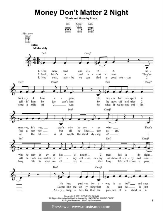 Money Don't Matter 2 Night: For ukulele by Prince