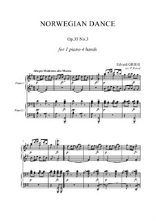 Dance No.3: For piano four hands by Edvard Grieg
