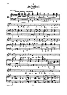 No.5 Aufenthalt (Dwelling Place): For voice and piano by Franz Schubert