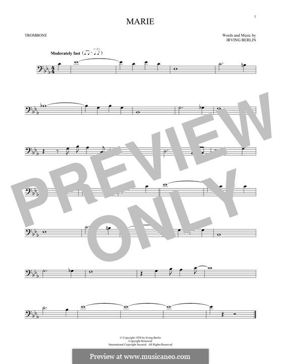 Marie: For trombone by Irving Berlin