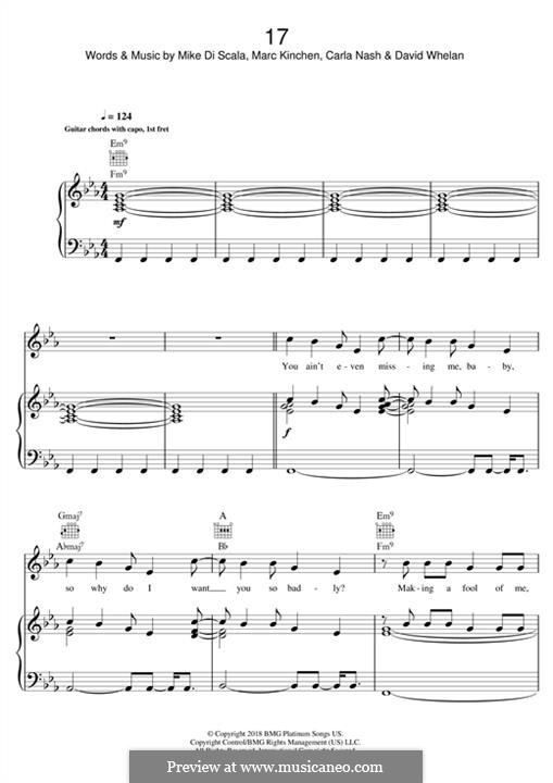 17 (MK): For voice and piano (or guitar) by Mike Di Scala, Carla Nash, David Whelan, Marc Kinchen