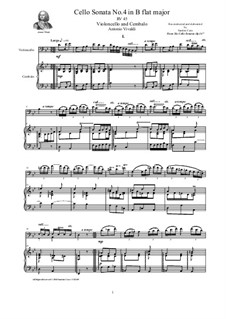 Six Cello Sonatas for Cello and Cembalo 'Le Clerc', Op.14: Cello Sonata No.4 in B flat major, RV 45 by Antonio Vivaldi
