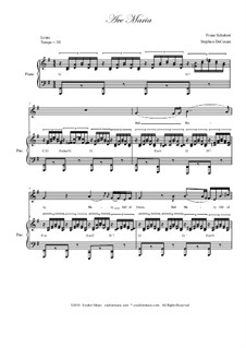 Piano-vocal score (Page 1): For voice and piano (english lyrics - low key) by Franz Schubert