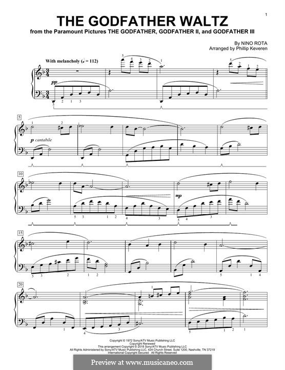 The Godfather Waltz: For easy piano (Phillip Keveren) by Nino Rota