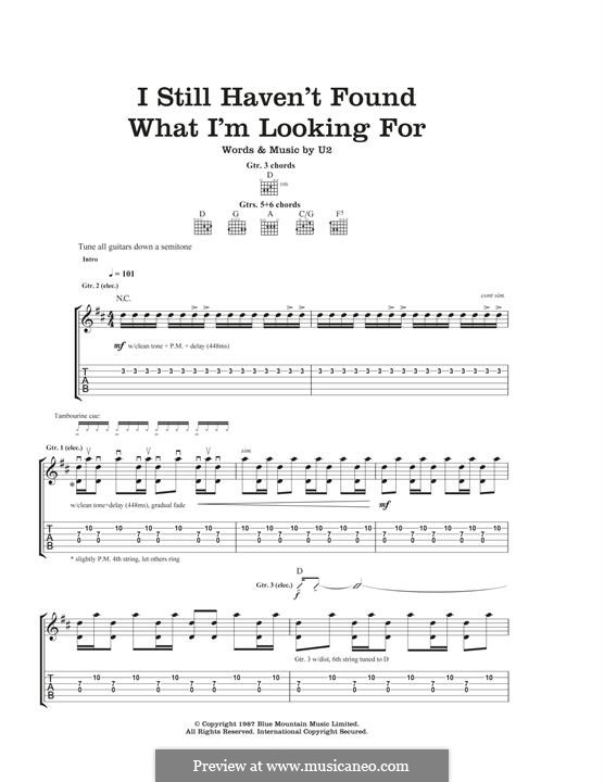 I Still Haven't Found What I'm Looking for: For guitar with tab by U2