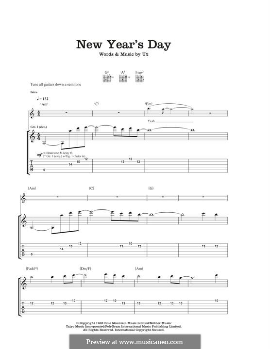 New Year&#039;s Day by U2 - sheet music on MusicaNeo
