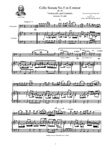 Six Cello Sonatas for Cello and Cembalo 'Le Clerc', Op.14: Cello Sonata No.5 in E minor, RV 40 by Antonio Vivaldi