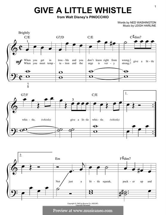 Give a Little Whistle (from Walt Disney's Pinocchio): For piano by Leigh Harline