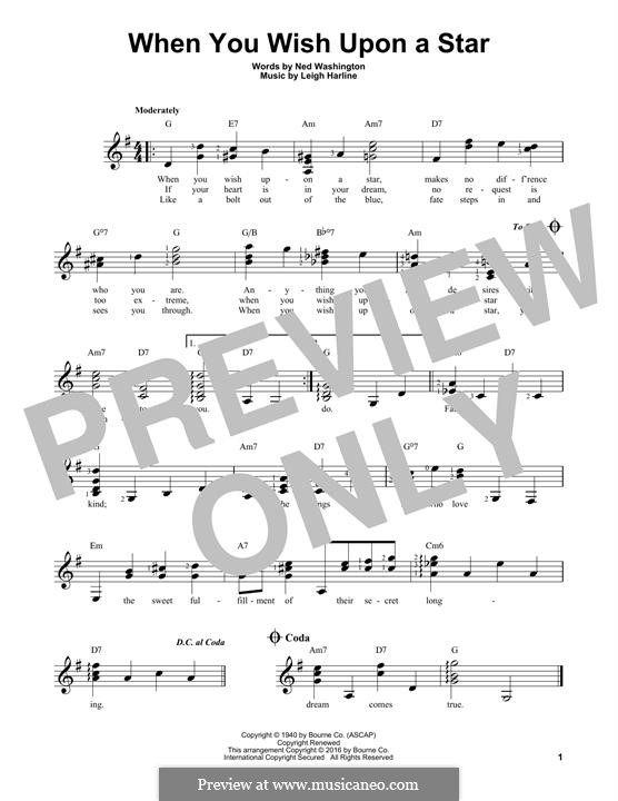 When You Wish Upon a Star (from Disney's Pinocchio): For guitar with tab by Leigh Harline