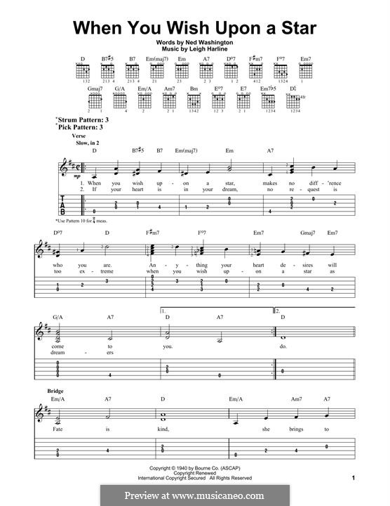 When You Wish Upon a Star (from Disney's Pinocchio): For guitar with tab by Leigh Harline