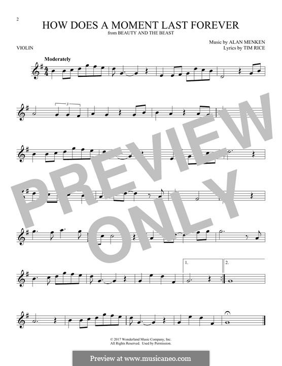 How Does a Moment Last Forever (Celine Dion): For violin by Alan Menken
