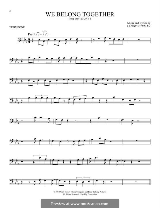 We Belong Together (from Toy Story 3): For trombone by Randy Newman