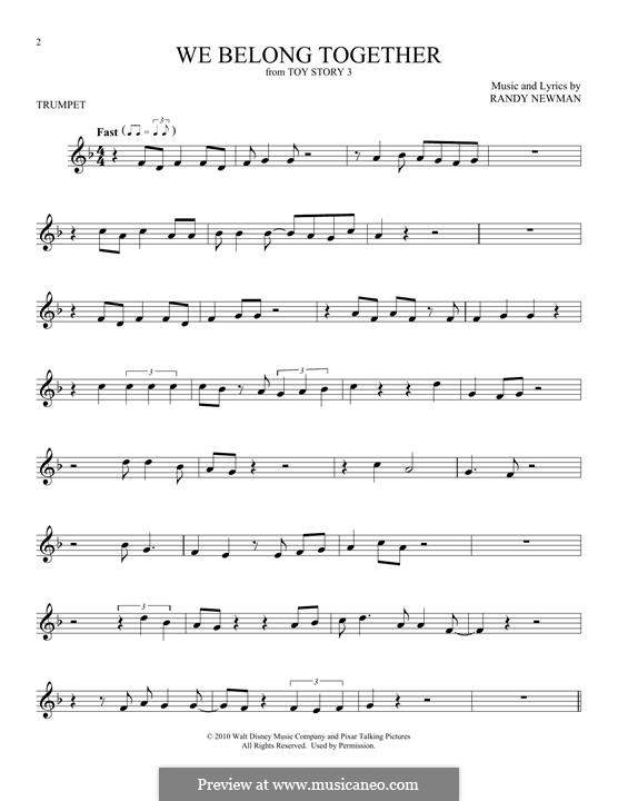 We Belong Together (from Toy Story 3): For trumpet by Randy Newman