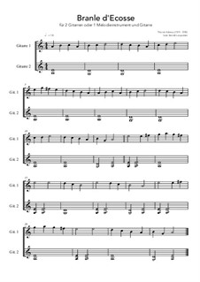 Branle d'Ecosse: For 2 guitars or 1 melody instrument in C and guitar (a minor) by Unknown (works before 1850)