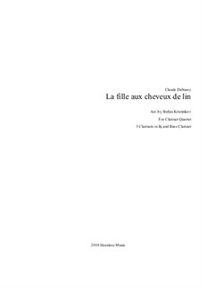 No.8 La fille aux cheveux de lin: For clarinets quartet by Claude Debussy