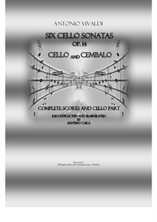 Six Cello Sonatas for Cello and Cembalo 'Le Clerc', Op.14: Full scores and cello part by Antonio Vivaldi