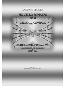 Six Cello Sonatas for Cello and Cembalo 'Le Clerc', Op.14: Full scores and cello part by Antonio Vivaldi