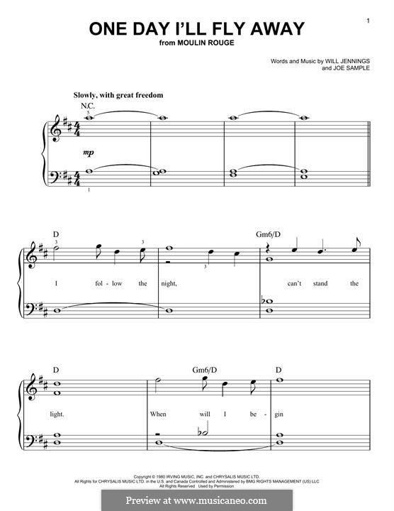 One Day I'll Fly Away (Randy Crawford): For piano by Joe Sample