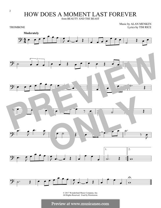 How Does a Moment Last Forever (Celine Dion): For trombone by Alan Menken