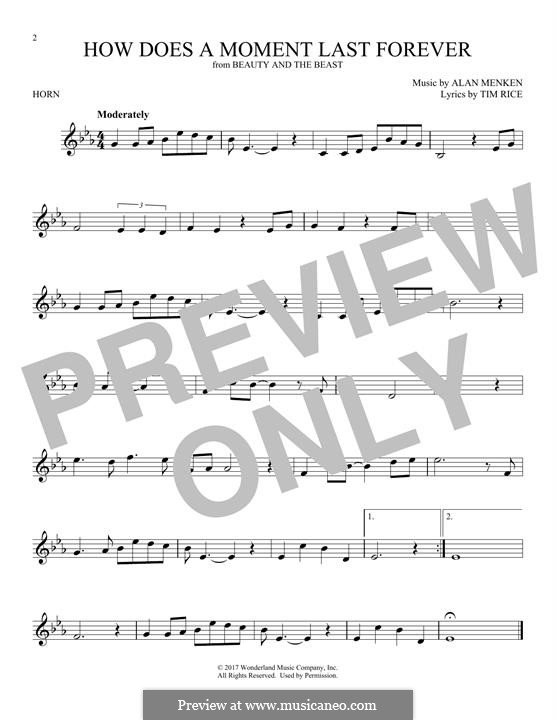 How Does a Moment Last Forever (Celine Dion): For horn by Alan Menken